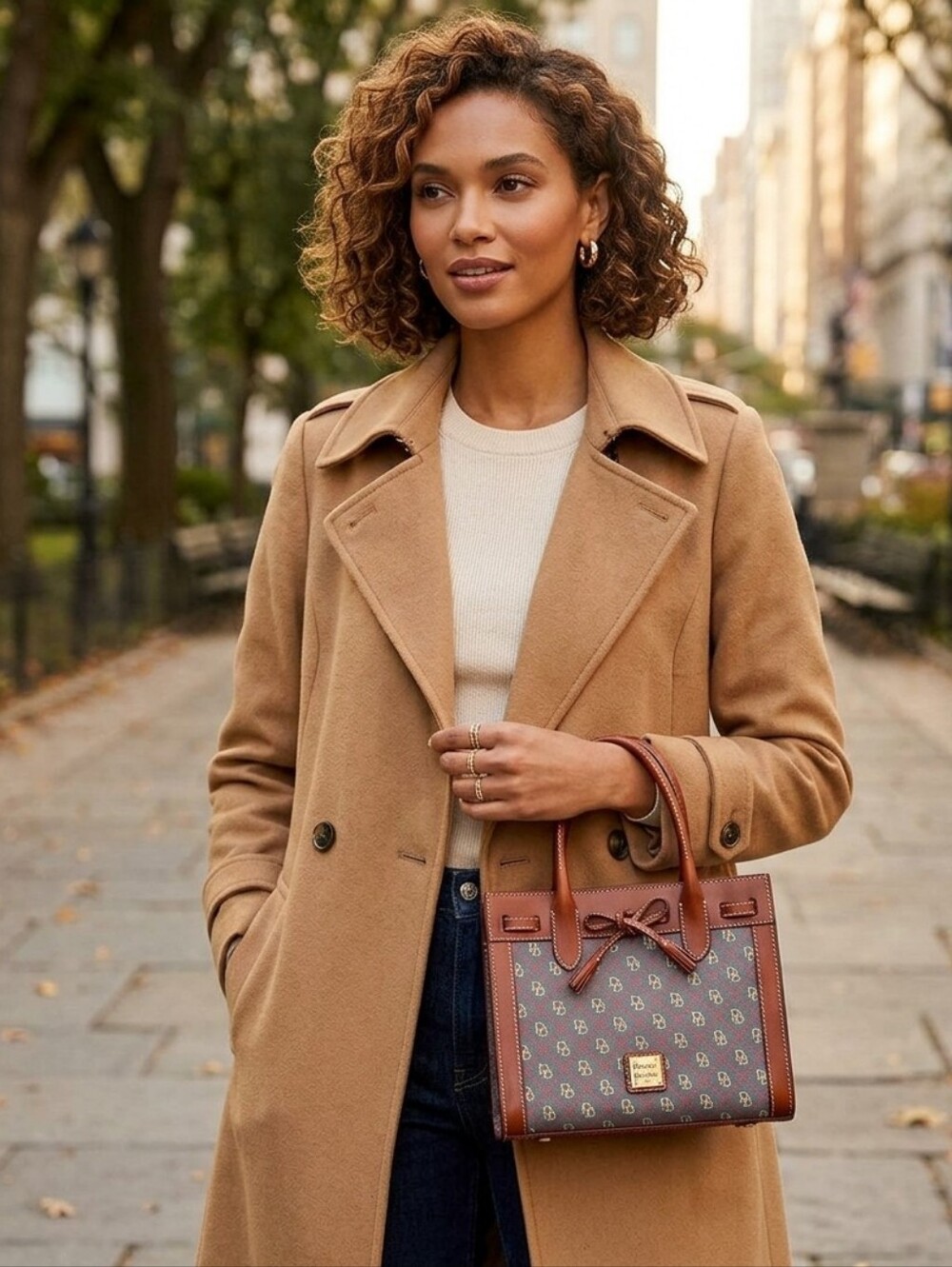 Dooney & Bourke Elite Alto Y2K Signature Monogram Canvas and Leather Tassel Tote